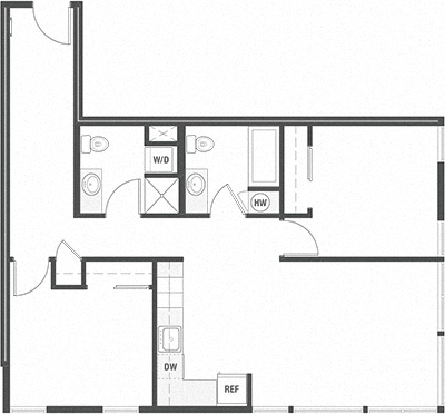 a floor plan of a two bedroom apartment at 19th & Mercer in Seattle, WA